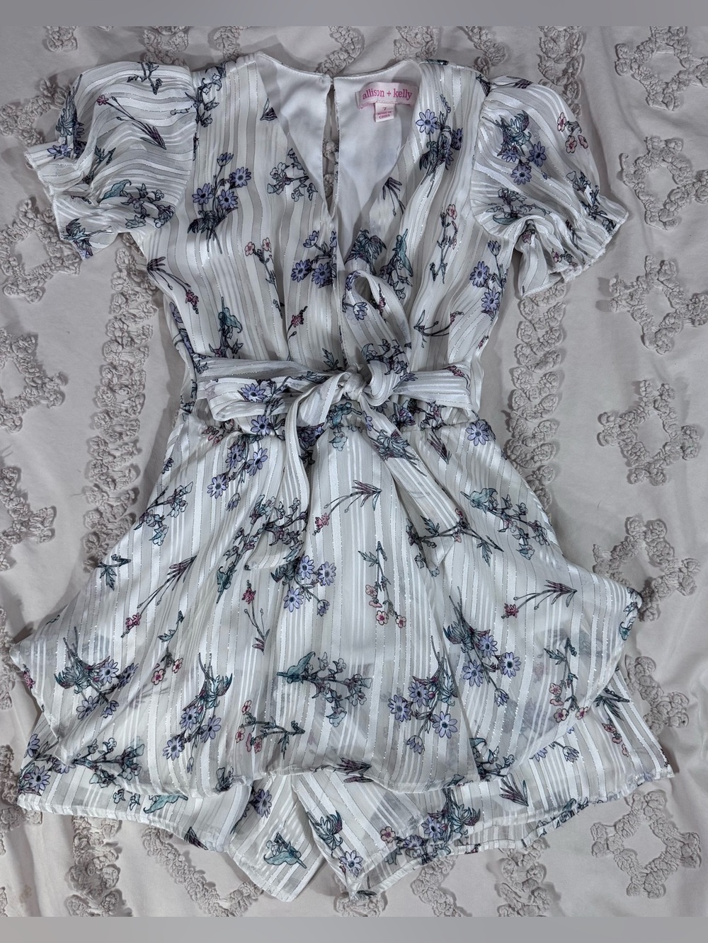 Allison + Audrey White Floral Girls' Casual Wrap Dress